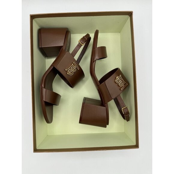 Burberry brown monogram-motif TB leather sandals - Picture 11 of 11